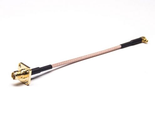 SMA轉(zhuǎn)MMCX四孔法蘭前鎖板安裝SMA轉(zhuǎn)公頭彎式MMCX接RG316線