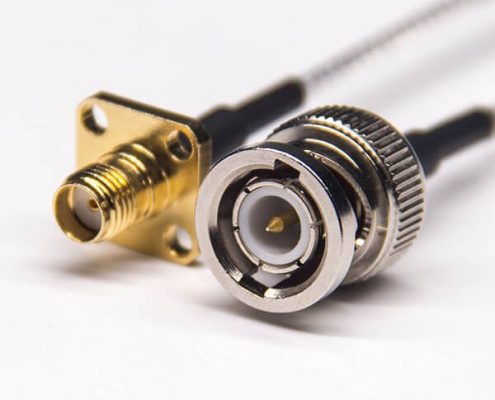 BNC公頭直式轉(zhuǎn)SMA四孔法蘭母頭直式接RG316線