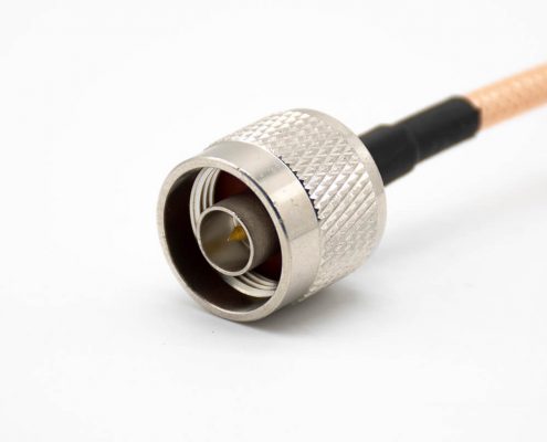 N TYPE公頭直轉(zhuǎn)N型母頭直四孔法蘭接RG142連接線材線長20cm