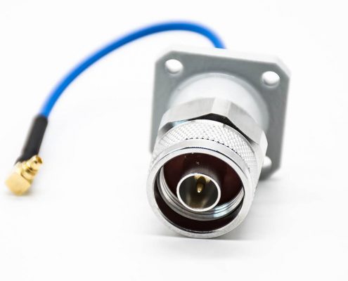 RF轉(zhuǎn)接線四孔法蘭直式N型公頭轉(zhuǎn)MMCX彎式公頭