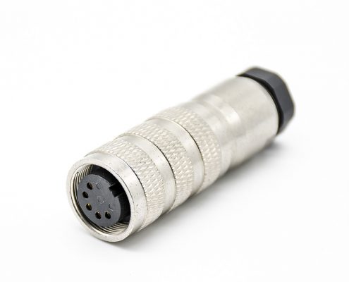 對接連接器M16連接器5芯母插頭和公插座一套前鎖板焊線帶屏蔽