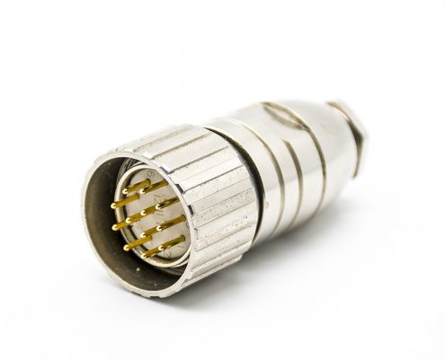 M23 12針公插頭直式焊線連接器