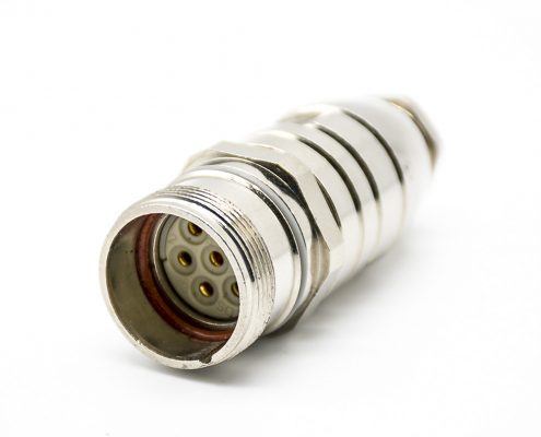 M23母插頭6芯直式連接器焊線