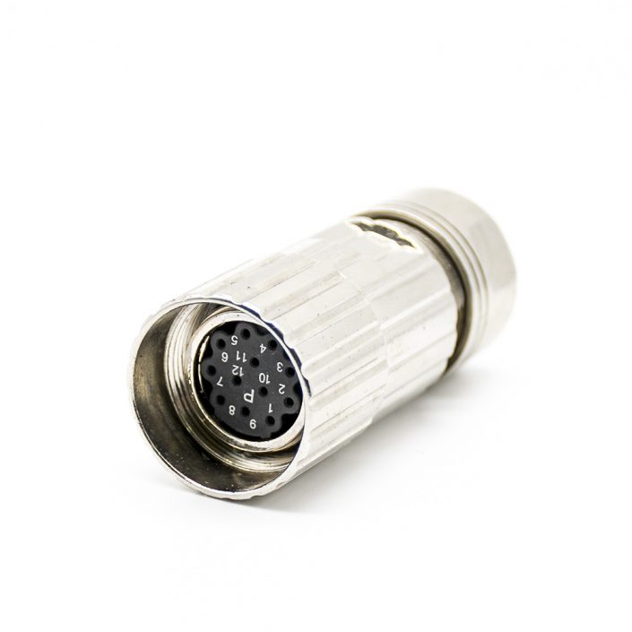 EB-400-4066 工業(yè)連接器母頭M23 12芯母插頭直式接線焊線帶屏蔽連接器