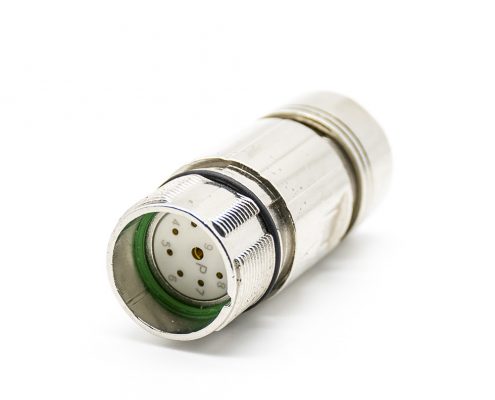 M23 9芯孔公插頭直式焊線帶屏蔽