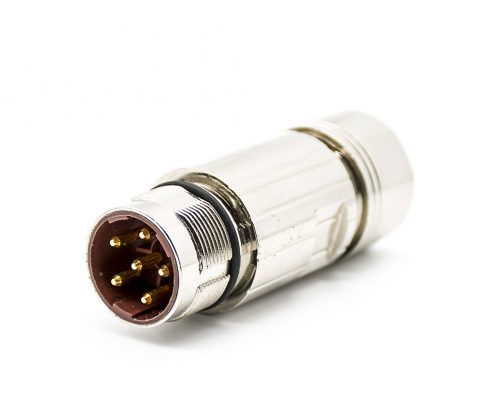 M23 6芯針公插頭直式焊線帶屏蔽