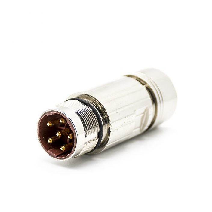 EB-400-4073 M23 6芯針公插頭直式焊線帶屏蔽