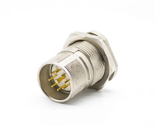 9針插座M23公頭直式面板安裝前鎖板帶屏蔽