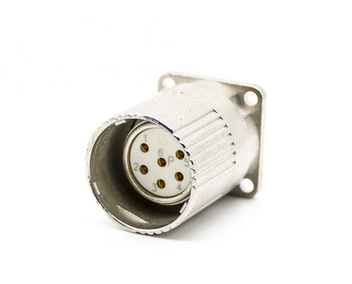 6芯插座M23母插座面板安裝四孔法蘭直式帶屏蔽