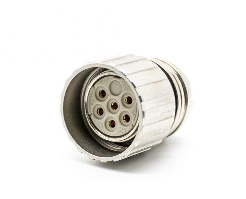 M23 6芯孔母插頭直式焊線帶屏蔽