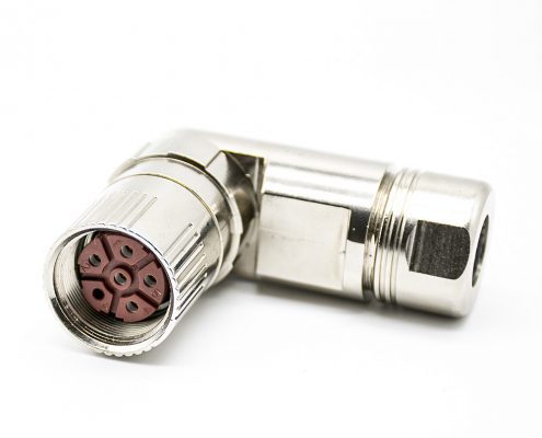 安費諾M23連接器彎插頭6芯孔母頭接線焊線帶屏蔽