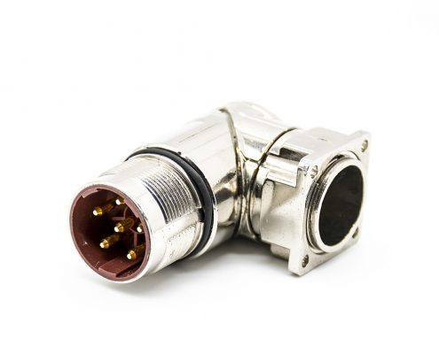 M23法蘭彎插座6芯公頭接線焊線帶屏蔽