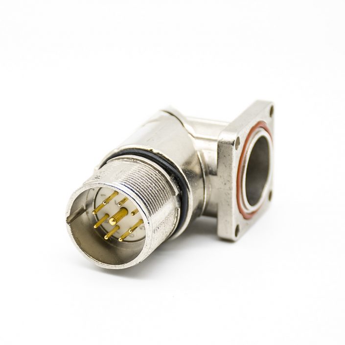 EB-400-4089 M23彎插座9芯針公頭面板安裝四孔法蘭帶屏蔽