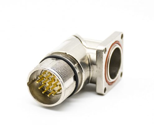 M23編碼器M23彎座19芯針公頭面板安裝四孔法蘭帶屏蔽