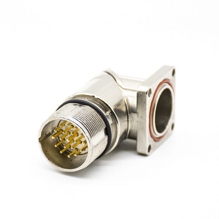 EB-400-4091 M23編碼器M23彎座19芯針公頭面板安裝四孔法蘭帶屏蔽