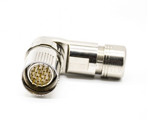 M23彎插頭19芯針公頭接線焊線帶屏蔽