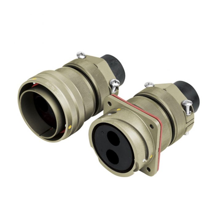 EB-418-1024 鐵路專用圓形電連接器YGC卡口連接IP67冷壓接式200A公母對接2芯直式牽引連接器