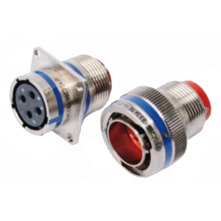 EB-418-2001 4芯YBII系列14殼體鍍鎳公插頭&母插座卡口連接法蘭安裝連接器