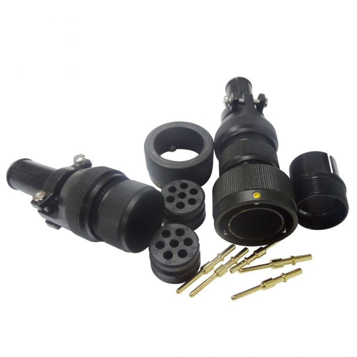 EB-418-5004 鐵路專用圓形電連接器JL黑色陽極化美標(biāo)7芯卡扣連接公插頭直式牽引連接器