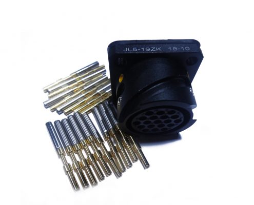 19芯圓形連接器JL母插座19芯面板安裝美標焊接卡扣連接牽引連接器