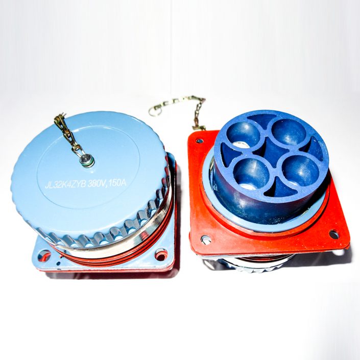 EB-418-5015 4芯圓形電連接器JL母插座直式面板安裝焊接帶防塵蓋卡扣連接接線牽引連接器