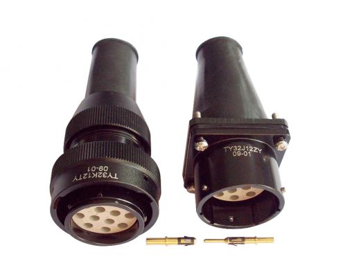 TY圓形連接器32殼體10芯直式插頭插座4孔法蘭壓接卡口連接公母對(duì)接牽引連接器