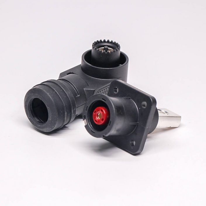 RHT-1P-12B-RW&RHT-1S-12B-BL-LW_1 高壓大電流連接器12mm彎式350A黑色塑料帶孔銅牌連接