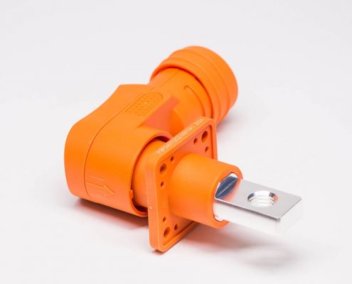 防水大電流連接器12mm橙色彎式IP54插頭插座對(duì)接款300A