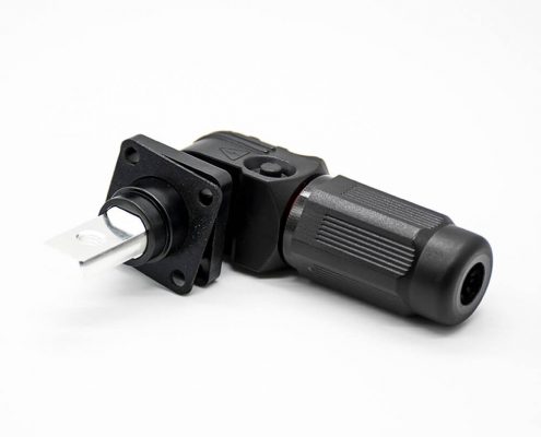 儲能連接器IP65彎式黑色120A帶孔銅牌6mm插頭插座一對