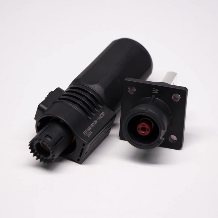 儲能電池連接器直式IP67防水150A銅牌對接8mm黑色插頭插座