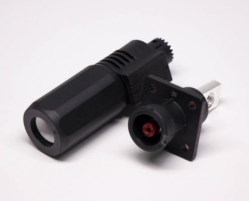 大電流防水連接器IP67黑色8mm 200A直式插頭插座對接款