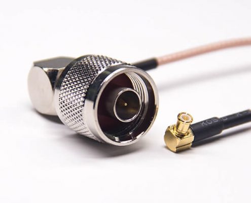 RF射頻線材N型接頭鍍鎳彎式公頭轉MCX彎式公頭接RG316線