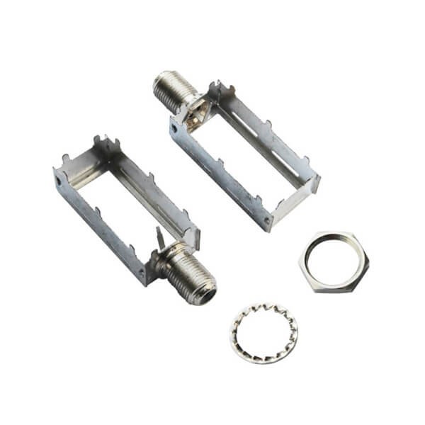 f 型射頻連接器同軸彎式穿墻式母頭帶屏蔽罩