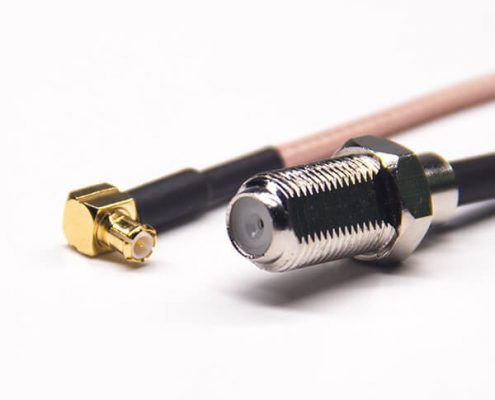 RF射頻線材F頭母頭直式50歐姆轉MCX公頭彎式接RG316線
