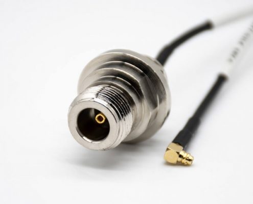 射頻轉(zhuǎn)接頭N頭母頭轉(zhuǎn)MMCX公頭轉(zhuǎn)接頭彎式連接器