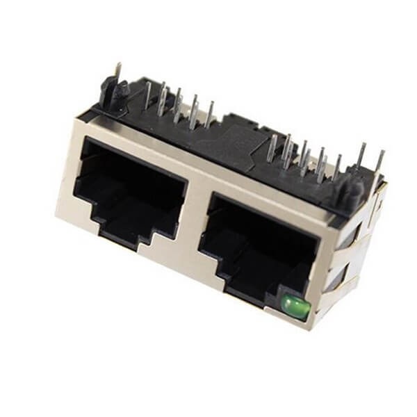 EB-500-7121_1 屏蔽RJ45模塊連接器網(wǎng)絡(luò)接口1X2雙胞帶LED燈臥式8P8C