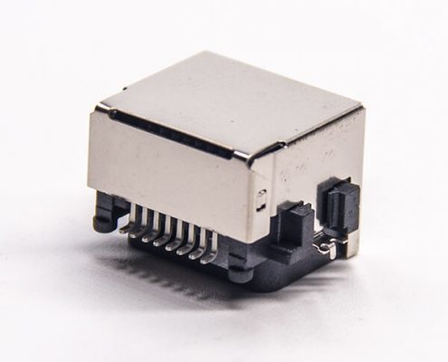 沉板rj45彎式母頭SMT接PCB板不帶燈