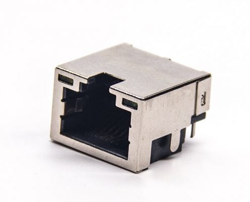 rj45座屏蔽網絡插座彎式沉板插PCB板帶燈