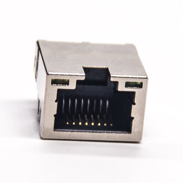 EB-500-7137_4 rj45座屏蔽網(wǎng)絡(luò)插座彎式沉板插PCB板帶燈