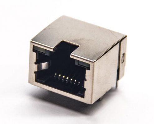 rj45網絡接口+8p8c彎式母座插PCB板帶燈帶彈片
