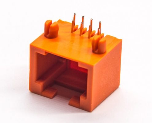 rj45網絡插座彎式插板橙色全塑外殼8p8c插板非屏蔽