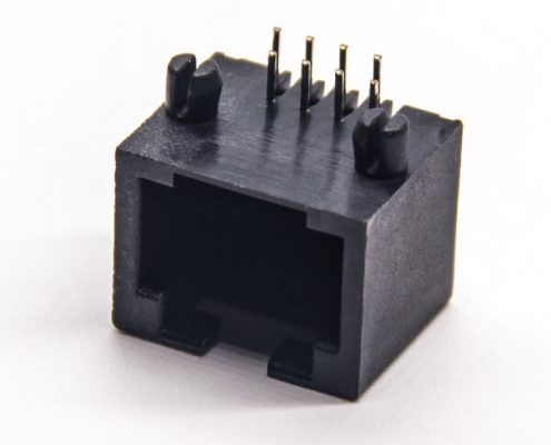 rj45插座模塊黑色全塑外殼8p8c彎式dip接PCB板