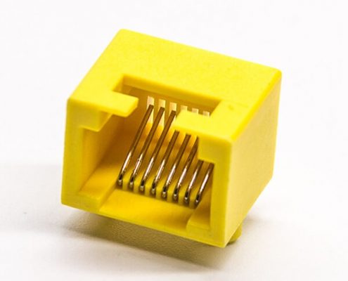 rj45黃塑膠外殼彎頭網絡插座不帶屏蔽不帶燈